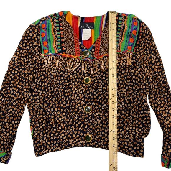 Vintage Carole Little Two Piece Bohemian Pantsuit Beaded Large Buttons 90s Sz 8 - Picture 8 of 16